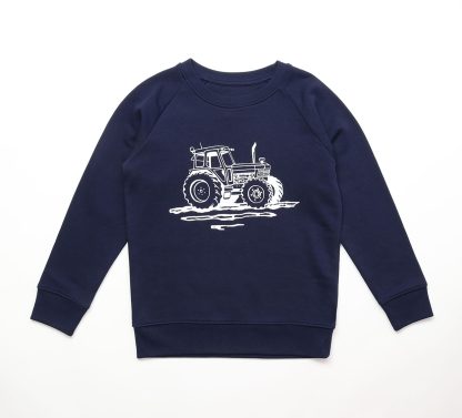 Kindersweater met een zeefdrukprint van een trekker.